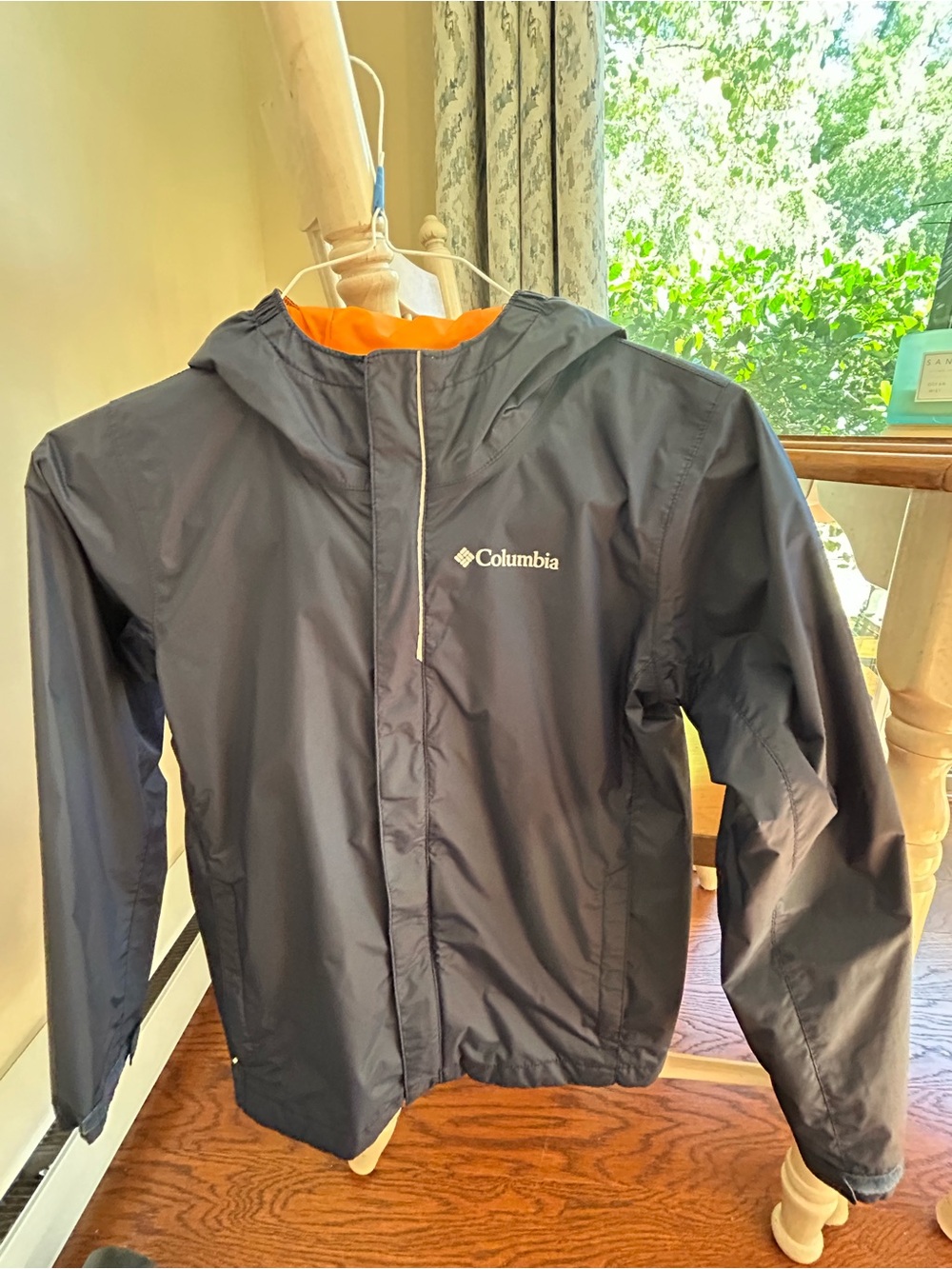 Columbia Kids' Navy Blue Rain Jacket with Orange Lining Medium
